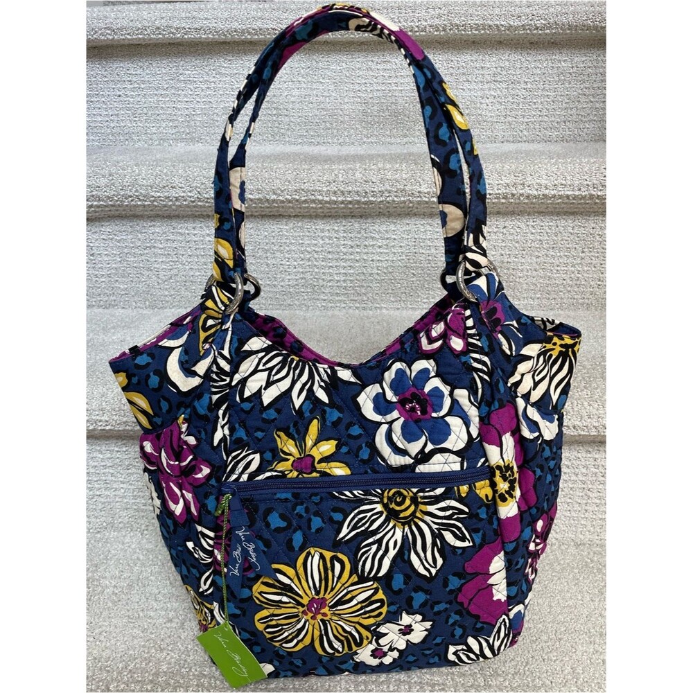 NWT Vera Bradley African Violet Quilted Floral Pattern Leopard Interior Tote